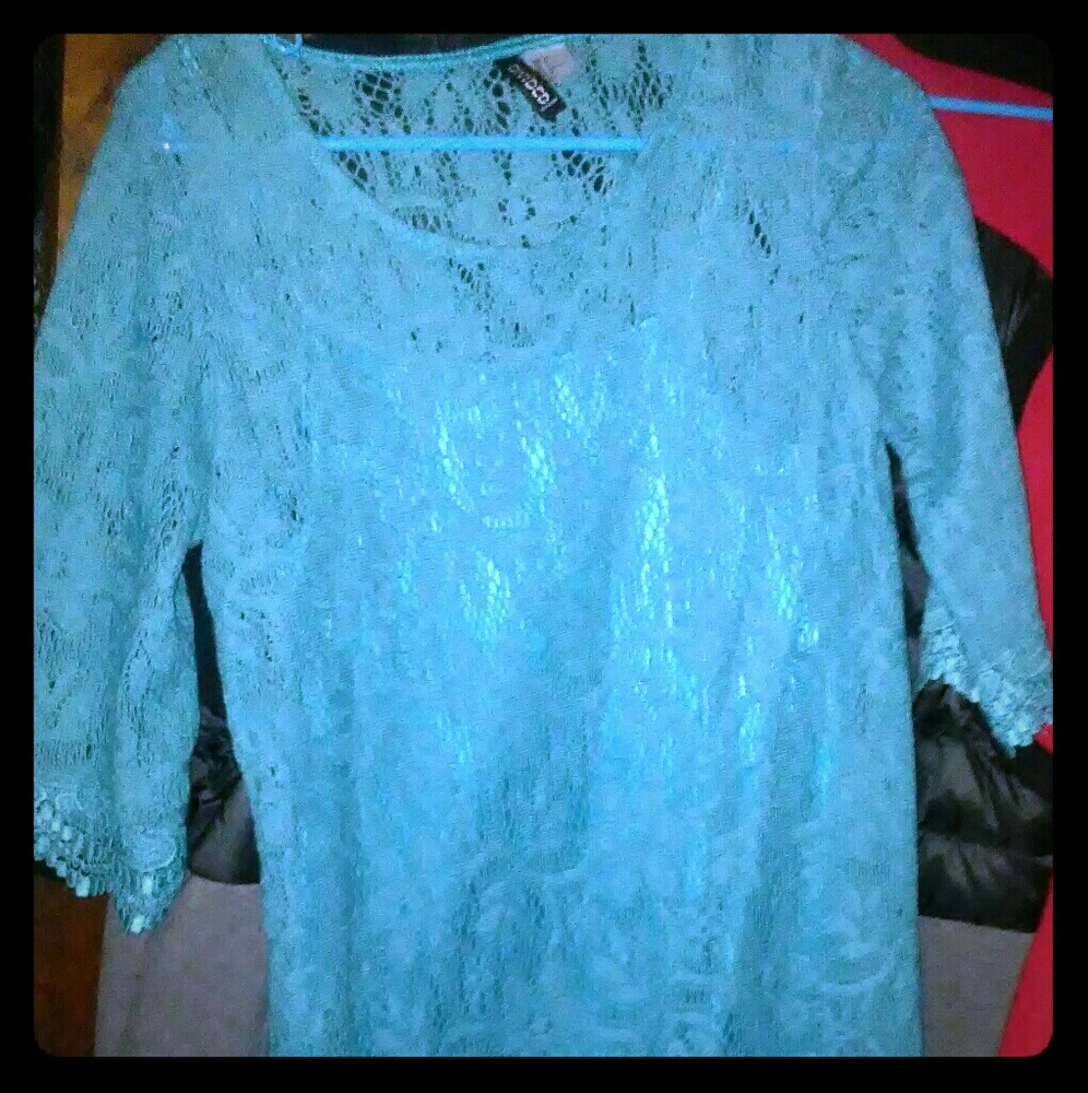 Blue 3 1/2 bell sleeve dress
